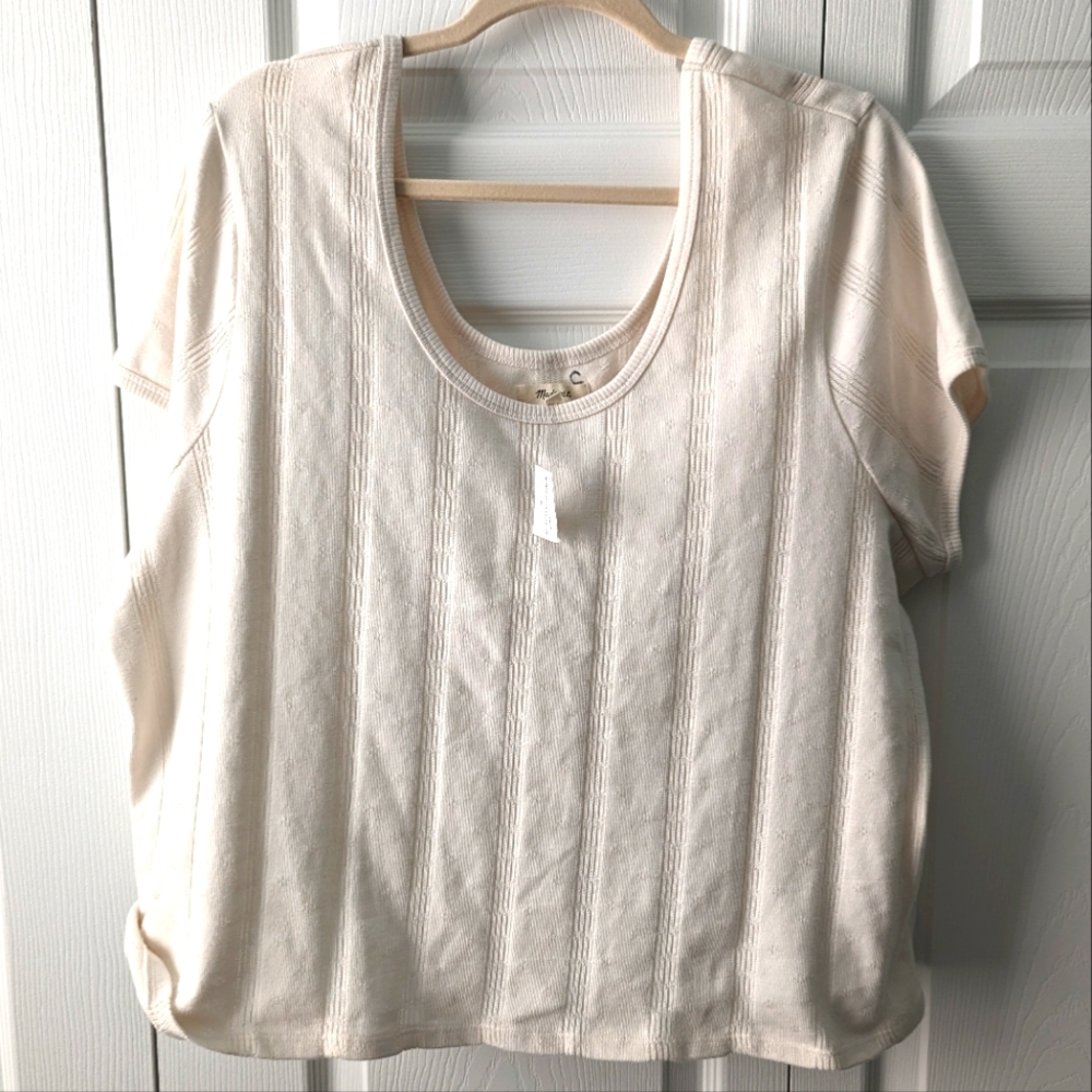 Madewell Cream Short-Sleeve Cropped Top